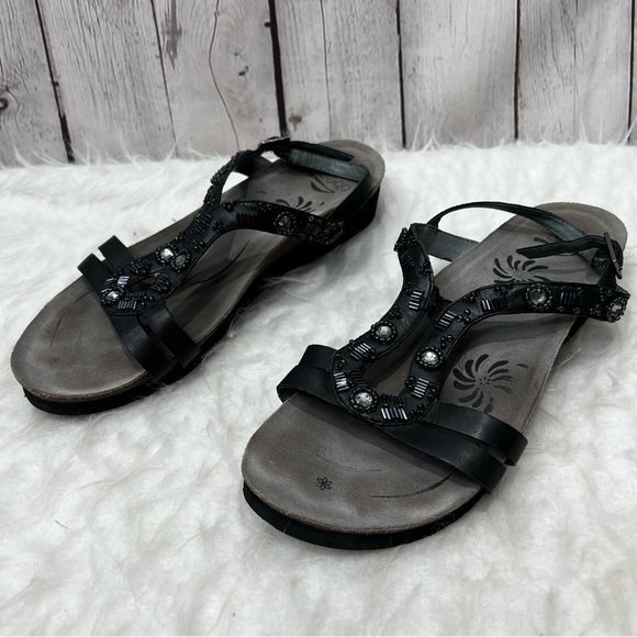 Abeo Cheri Neutral Black Embellished Sandals 10 W - Picture 1 of 11